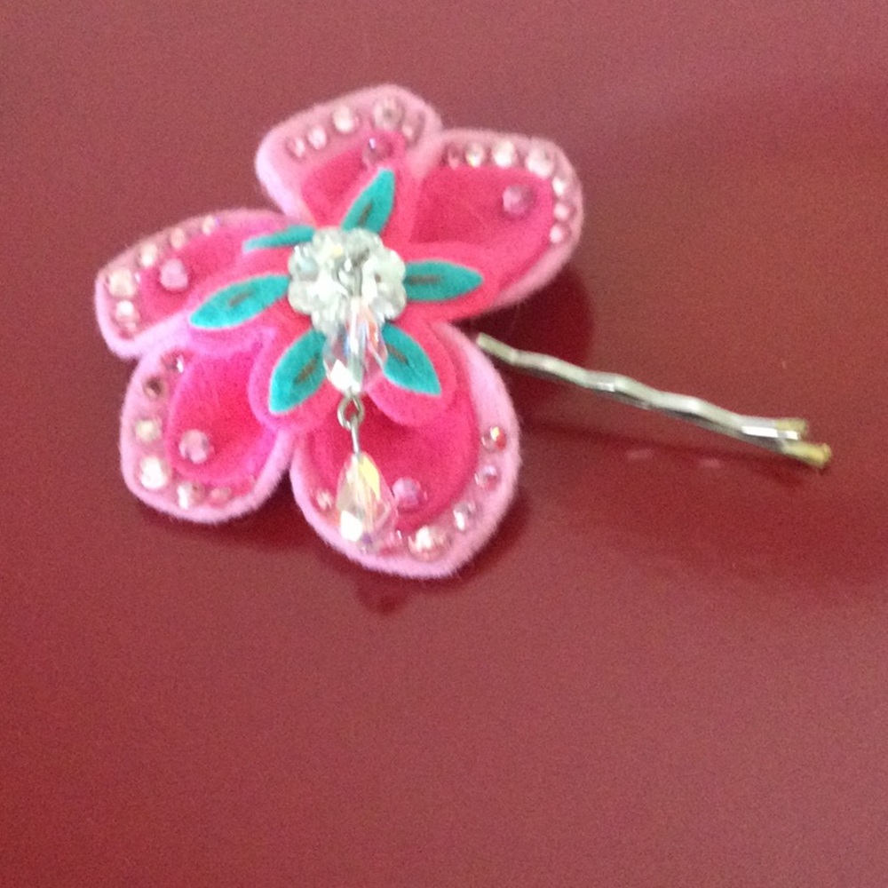 Tarina Tarantino Pink Swarovski Crystal Flower Bobby Pin